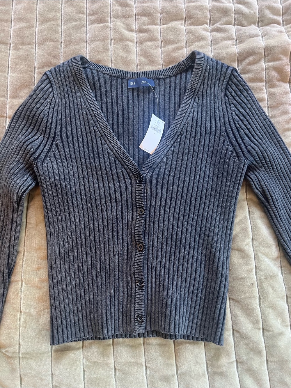 GAP Plaited Ribbed Crop Cardigan - Picture 2 of 6